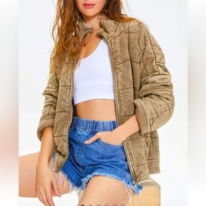 Brown Forever21 quilted zip up jacket sz. XS